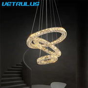 Modern three tier spiral crystal led chandelier with warm lighting by decorbites for elegant dining room decorbites crystal led