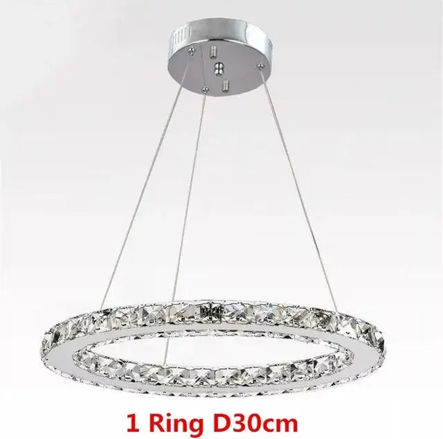 Modern three tier spiral chrome finished double-ring crystal led chandelier pendant with 30cm diameter for dining room decorbites crystal led