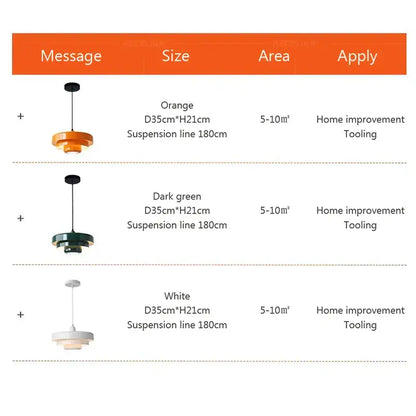 Modern tiered pendant light in orange with black suspension hardware for dining room decorbites dark green style
