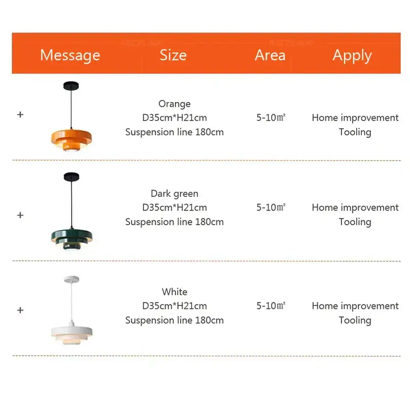 Modern tiered pendant light in orange with black suspension hardware for dining room decorbites dark green style