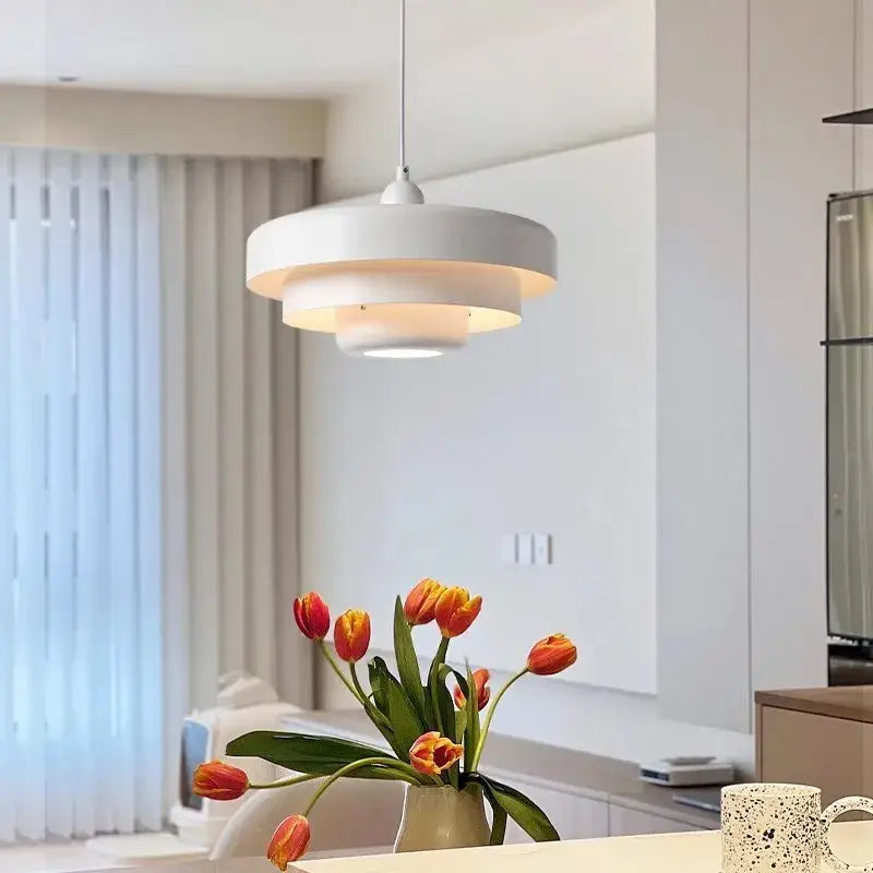 Modern white tiered pendant light with sleek minimalist design for dining room decorbites dark green style