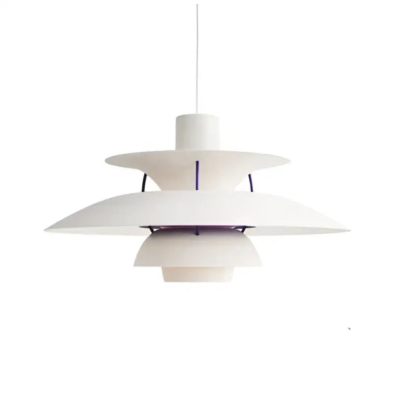 White layered pendant hanging light with sleek modern design metal suspension lamp by decorbites danish designer