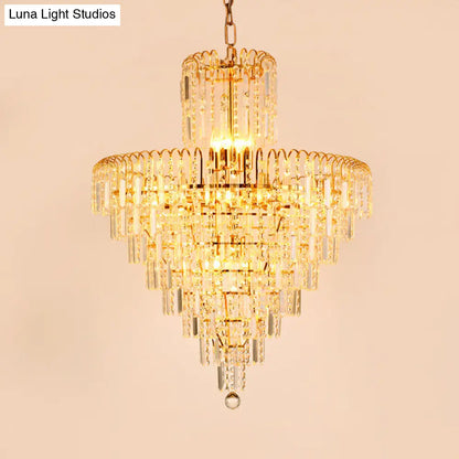 Lámpara colgante moderna de cristal de varios niveles - Dorada, 4/6/11 luces, 40,6/45,7/59,7 cm de ancho