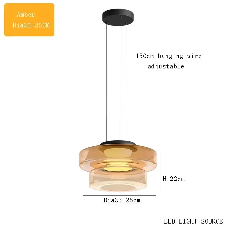 Amber-colored layered glass pendant light with black ceiling mount and adjustable wire for kitchen island decorbites bohemia glass