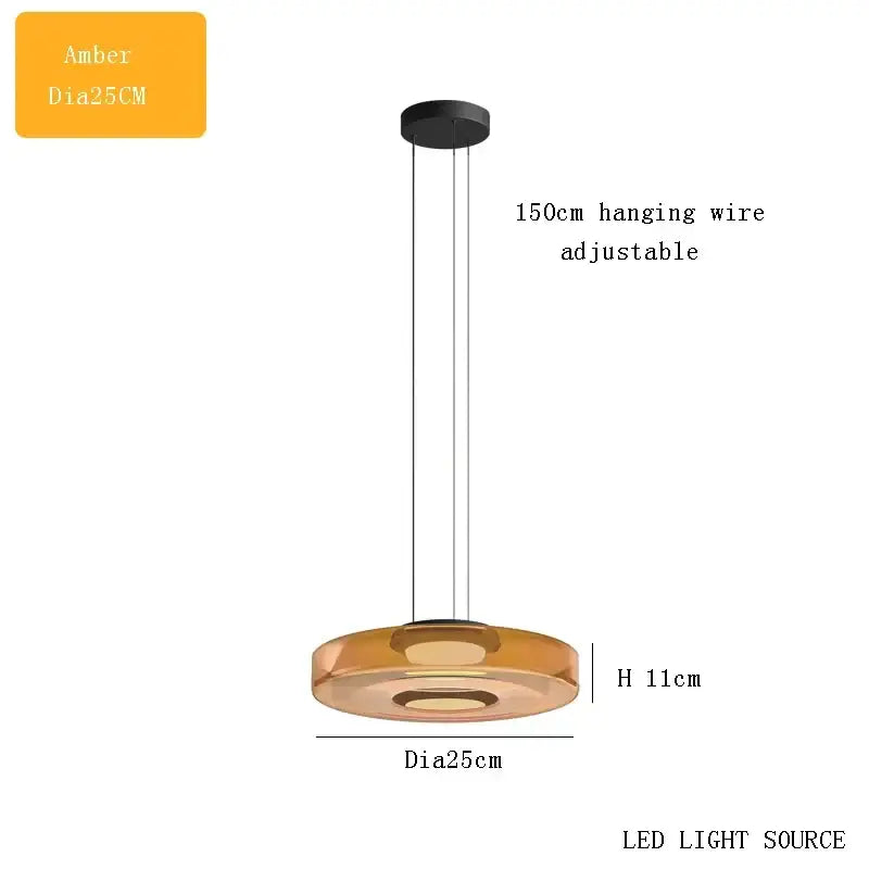 Amber-colored modern tiered glass pendant light with sleek design and LED light source for kitchen island decorbites bohemia glass