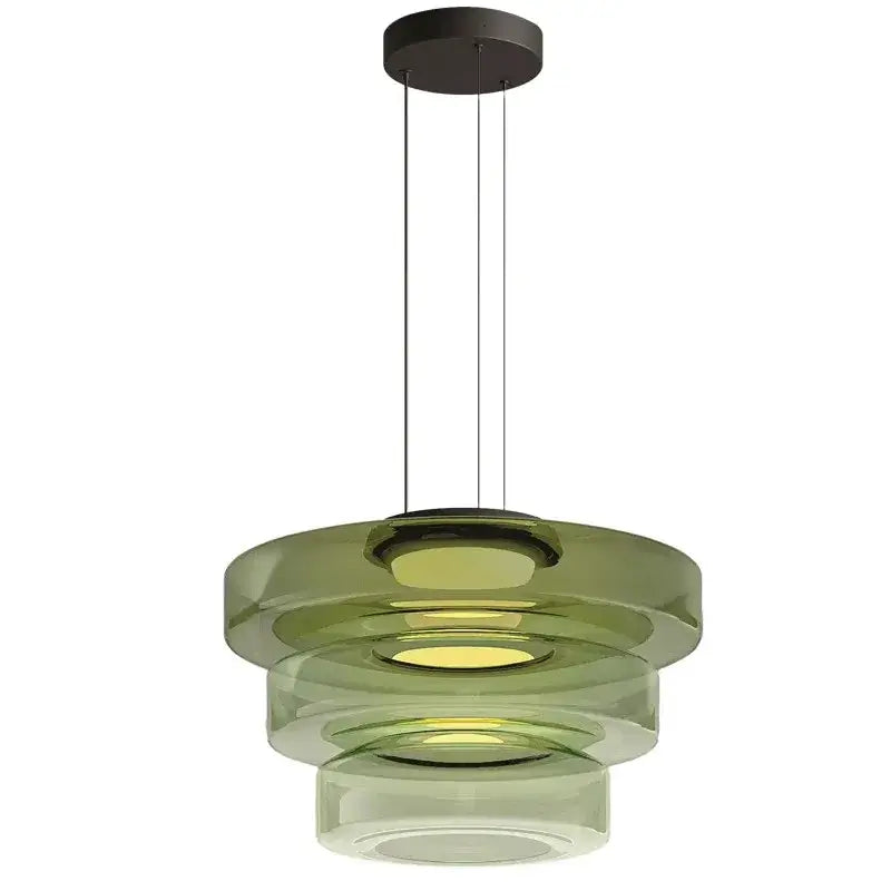 Modern tiered olive green glass pendant light with dark bronze mount for kitchen island decorbites bohemia glass design