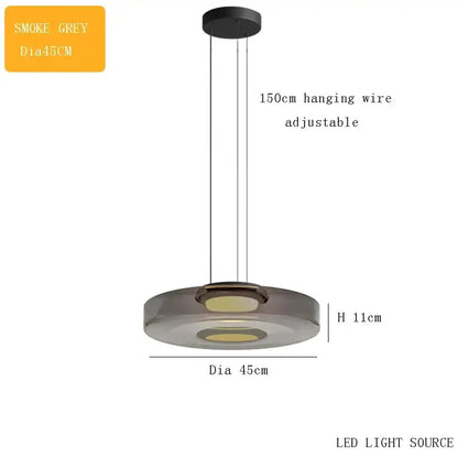 Smoke grey decorbites bohemia glass pendant light with modern tiered design and led source for kitchen island decor
