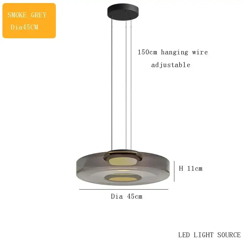 Smoke grey decorbites bohemia glass pendant light with modern tiered design and led source for kitchen island decor