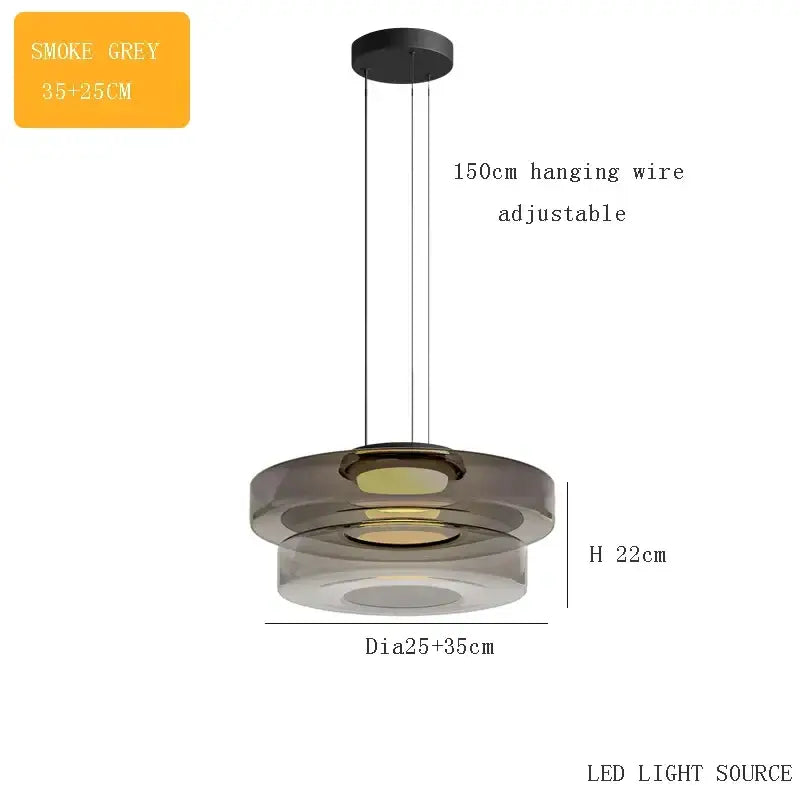 Smoke grey modern tiered glass pendant light with layered glass rings and black ceiling mount for kitchen island decorbites bohemia glass