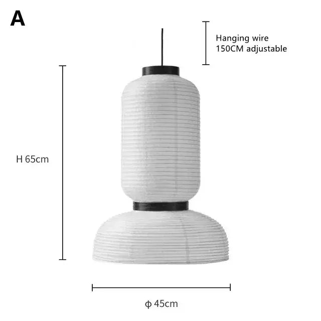 Modern tiered off-white paper pendant light with black metal accents and adjustable wire by decorbites designer led