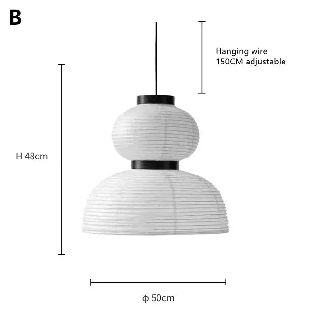 Modern tiered off-white paper pendant lights with black metal accents and adjustable wire for dining room decorbites designer led
