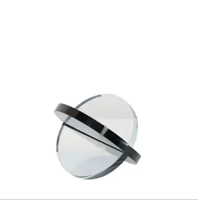 Modern tinted intersect glass ball semicircle with clear glass and sleek black band for living room decorbites intersect glass