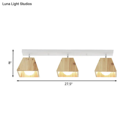 DecorBites™ DecorBites™ Modern Trapezoid Pendant Light - 1/2/3-Head Wooden Ceiling Fixture in White Finish