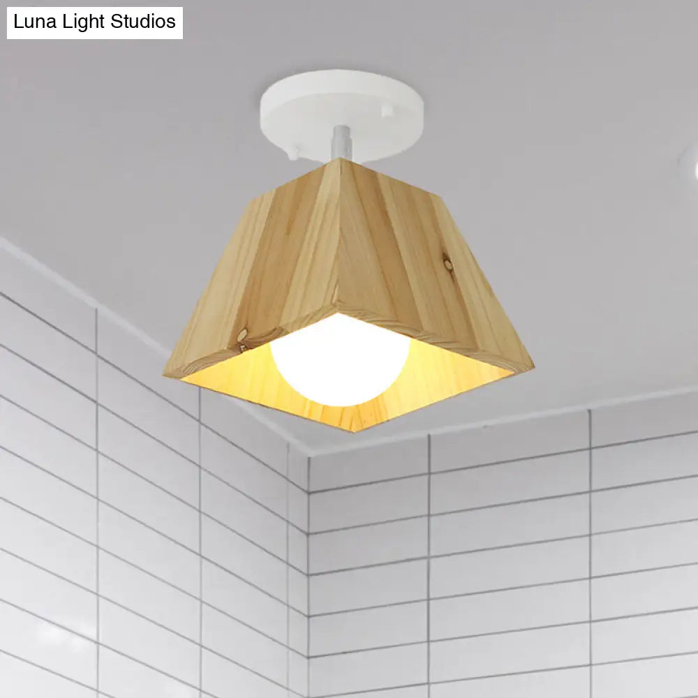 DecorBites™ DecorBites™ Modern Trapezoid Pendant Light - 1/2/3-Head Wooden Ceiling Fixture in White Finish
