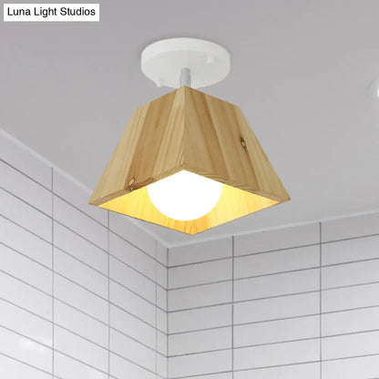 DecorBites™ DecorBites™ Modern Trapezoid Pendant Light - 1/2/3-Head Wooden Ceiling Fixture in White Finish
