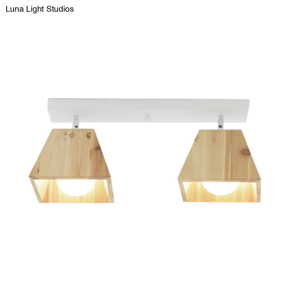DecorBites™ DecorBites™ Modern Trapezoid Pendant Light - 1/2/3-Head Wooden Ceiling Fixture in White Finish