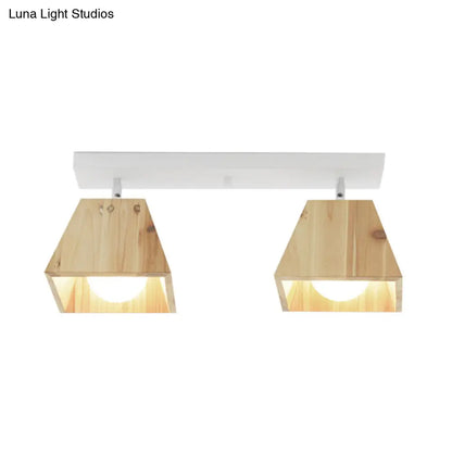 DecorBites™ DecorBites™ Modern Trapezoid Pendant Light - 1/2/3-Head Wooden Ceiling Fixture in White Finish