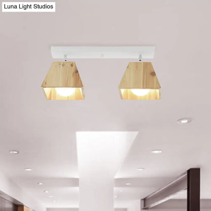 DecorBites™ DecorBites™ Modern Trapezoid Pendant Light - 1/2/3-Head Wooden Ceiling Fixture in White Finish