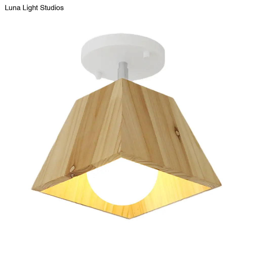 DecorBites™ DecorBites™ Modern Trapezoid Pendant Light - 1/2/3-Head Wooden Ceiling Fixture in White Finish