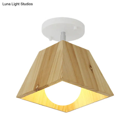 DecorBites™ DecorBites™ Modern Trapezoid Pendant Light - 1/2/3-Head Wooden Ceiling Fixture in White Finish