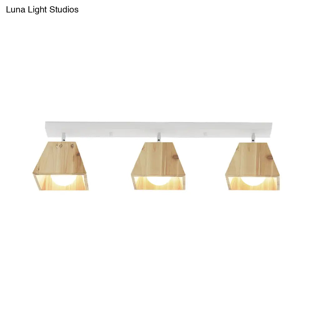 DecorBites™ DecorBites™ Modern Trapezoid Pendant Light - 1/2/3-Head Wooden Ceiling Fixture in White Finish