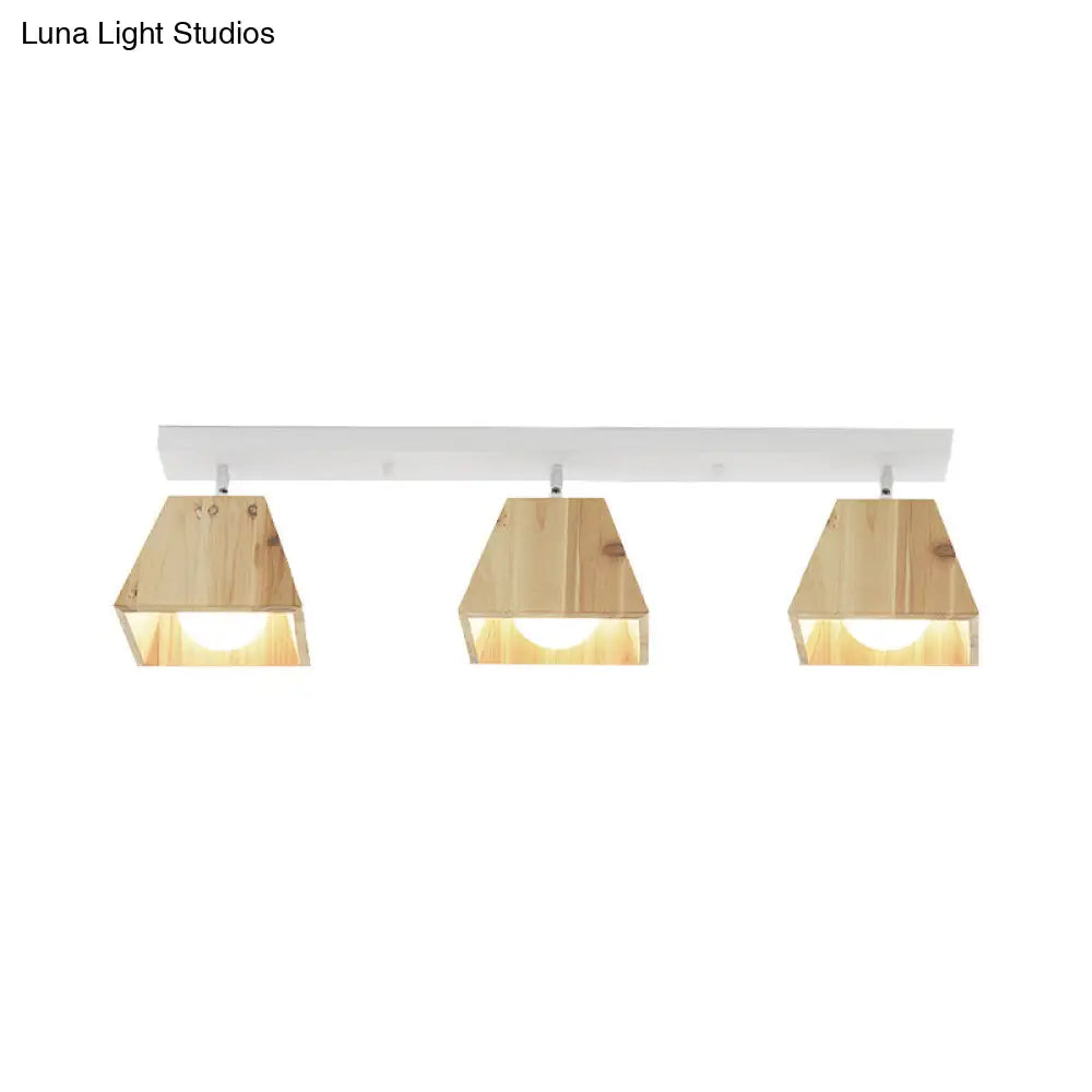 DecorBites™ DecorBites™ Modern Trapezoid Pendant Light - 1/2/3-Head Wooden Ceiling Fixture in White Finish