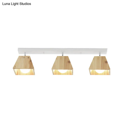 DecorBites™ DecorBites™ Modern Trapezoid Pendant Light - 1/2/3-Head Wooden Ceiling Fixture in White Finish