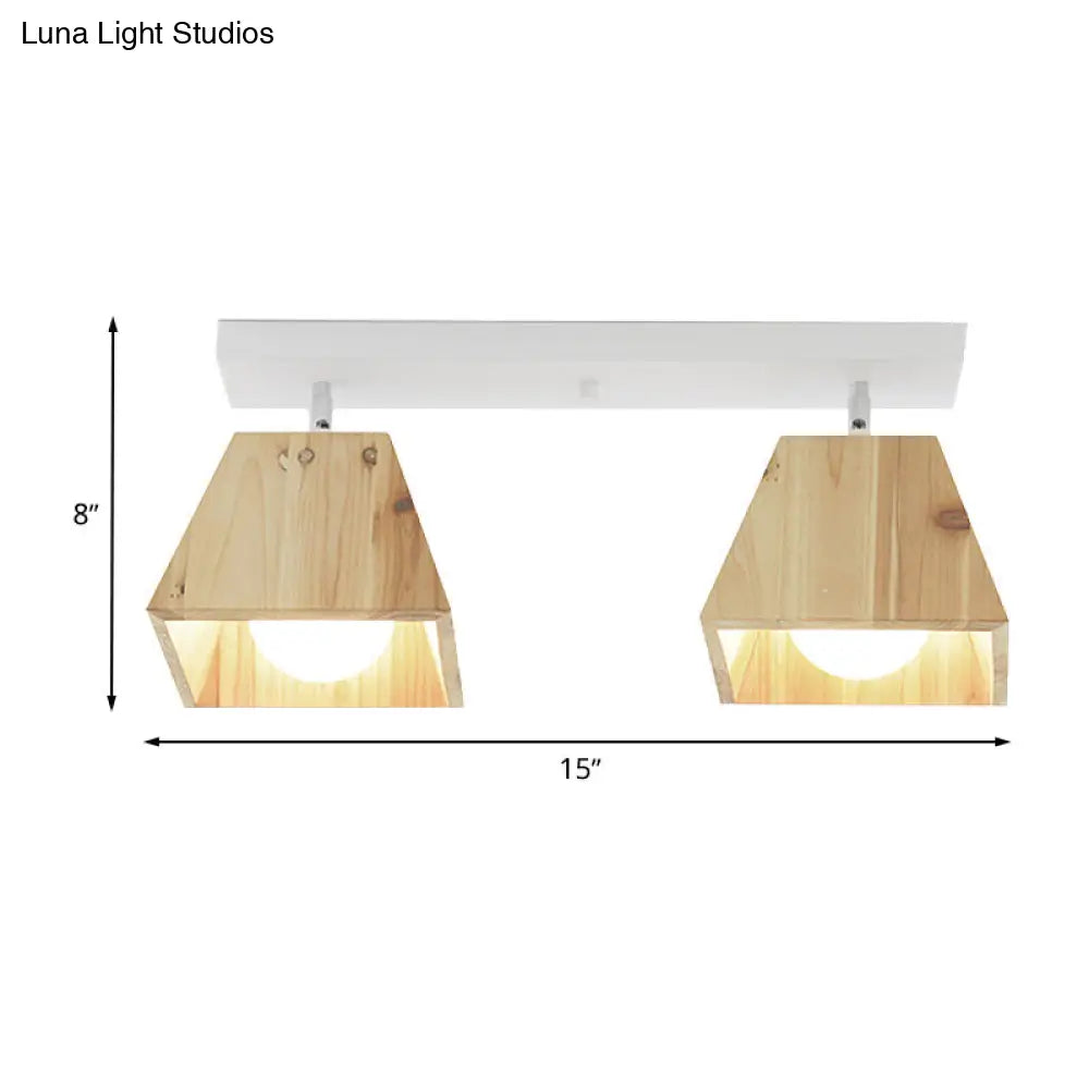 DecorBites™ DecorBites™ Modern Trapezoid Pendant Light - 1/2/3-Head Wooden Ceiling Fixture in White Finish