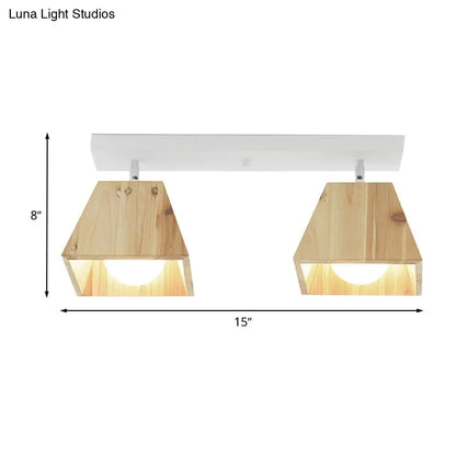 DecorBites™ DecorBites™ Modern Trapezoid Pendant Light - 1/2/3-Head Wooden Ceiling Fixture in White Finish