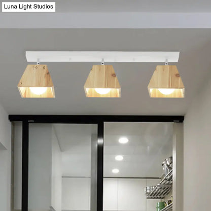 DecorBites™ DecorBites™ Modern Trapezoid Pendant Light - 1/2/3-Head Wooden Ceiling Fixture in White Finish