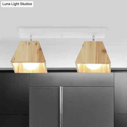 DecorBites™ DecorBites™ Modern Trapezoid Pendant Light - 1/2/3-Head Wooden Ceiling Fixture in White Finish