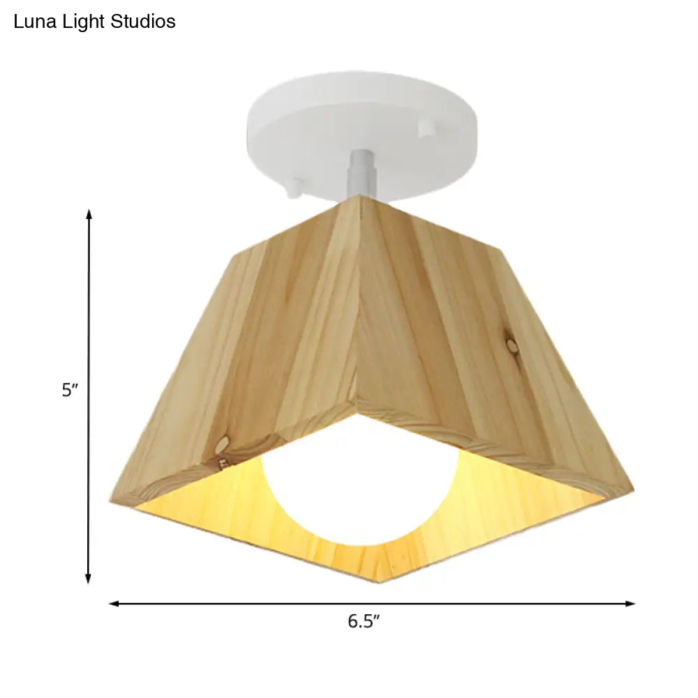 DecorBites™ DecorBites™ Modern Trapezoid Pendant Light - 1/2/3-Head Wooden Ceiling Fixture in White Finish