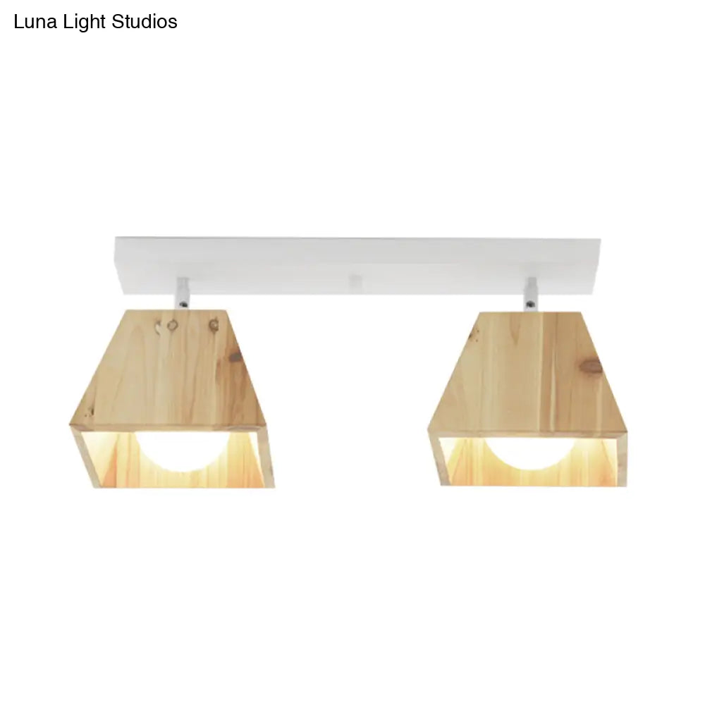 DecorBites™ DecorBites™ Modern Trapezoid Pendant Light - 1/2/3-Head Wooden Ceiling Fixture in White Finish