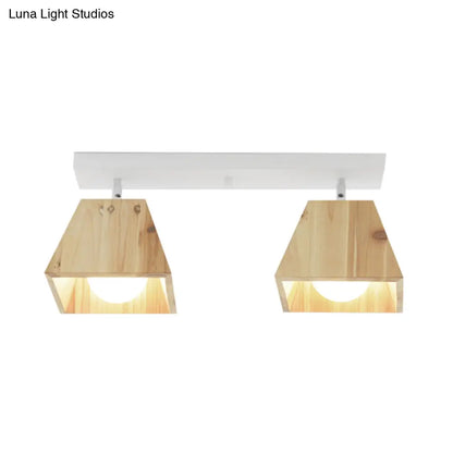 DecorBites™ DecorBites™ Modern Trapezoid Pendant Light - 1/2/3-Head Wooden Ceiling Fixture in White Finish