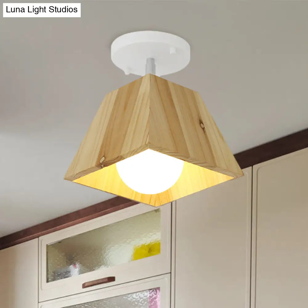 DecorBites™ DecorBites™ Modern Trapezoid Pendant Light - 1/2/3-Head Wooden Ceiling Fixture in White Finish