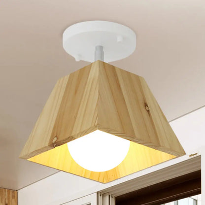DecorBites™ DecorBites™ Modern Trapezoid Pendant Light - 1/2/3-Head Wooden Ceiling Fixture in White Finish