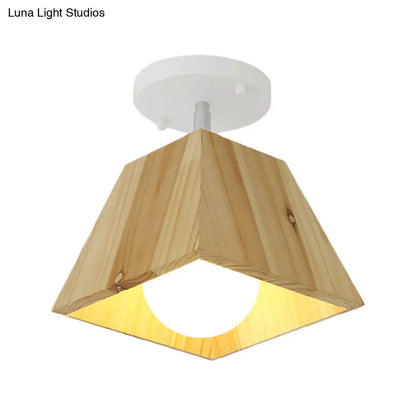 DecorBites™ DecorBites™ Modern Trapezoid Pendant Light - 1/2/3-Head Wooden Ceiling Fixture in White Finish