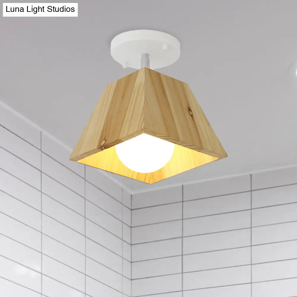 DecorBites™ DecorBites™ Modern Trapezoid Pendant Light - 1/2/3-Head Wooden Ceiling Fixture in White Finish