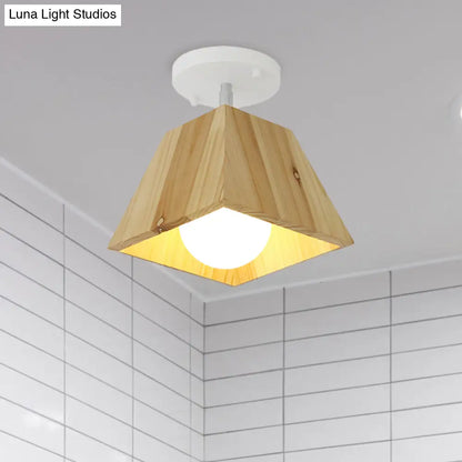 DecorBites™ DecorBites™ Modern Trapezoid Pendant Light - 1/2/3-Head Wooden Ceiling Fixture in White Finish
