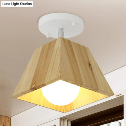 DecorBites™ DecorBites™ Modern Trapezoid Pendant Light - 1/2/3-Head Wooden Ceiling Fixture in White Finish