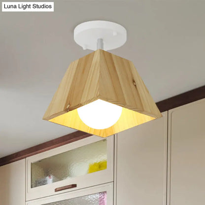 DecorBites™ DecorBites™ Modern Trapezoid Pendant Light - 1/2/3-Head Wooden Ceiling Fixture in White Finish