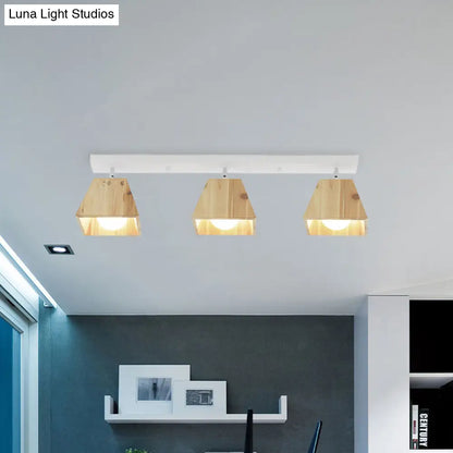 DecorBites™ DecorBites™ Modern Trapezoid Pendant Light - 1/2/3-Head Wooden Ceiling Fixture in White Finish