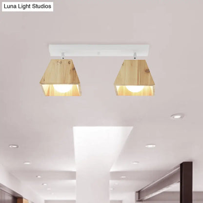 DecorBites™ DecorBites™ Modern Trapezoid Pendant Light - 1/2/3-Head Wooden Ceiling Fixture in White Finish