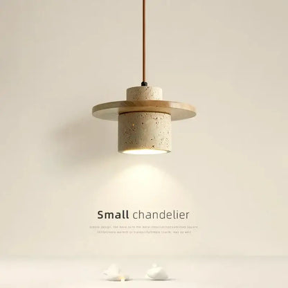 Minimalist travertine and walnut pendant light with warm diffused glow cord pendant and led bulb included