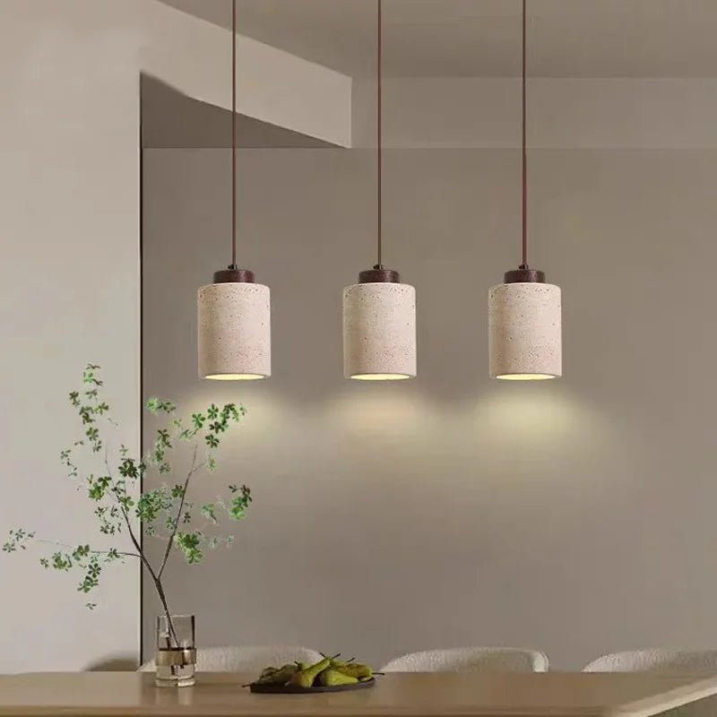 Modern Travertine Stone Pendant Light In Beige - Decorbites
