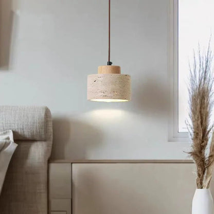 Modern Travertine Stone Pendant Light In Beige - Decorbites