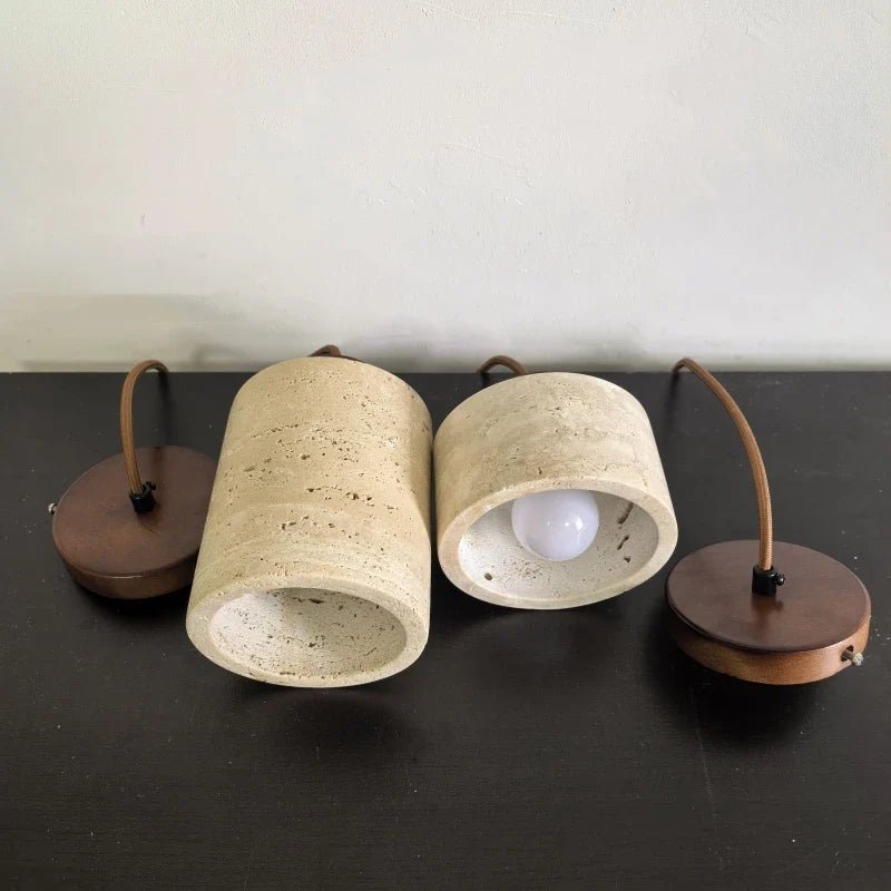 Modern Travertine Stone Pendant Light In Beige - Decorbites