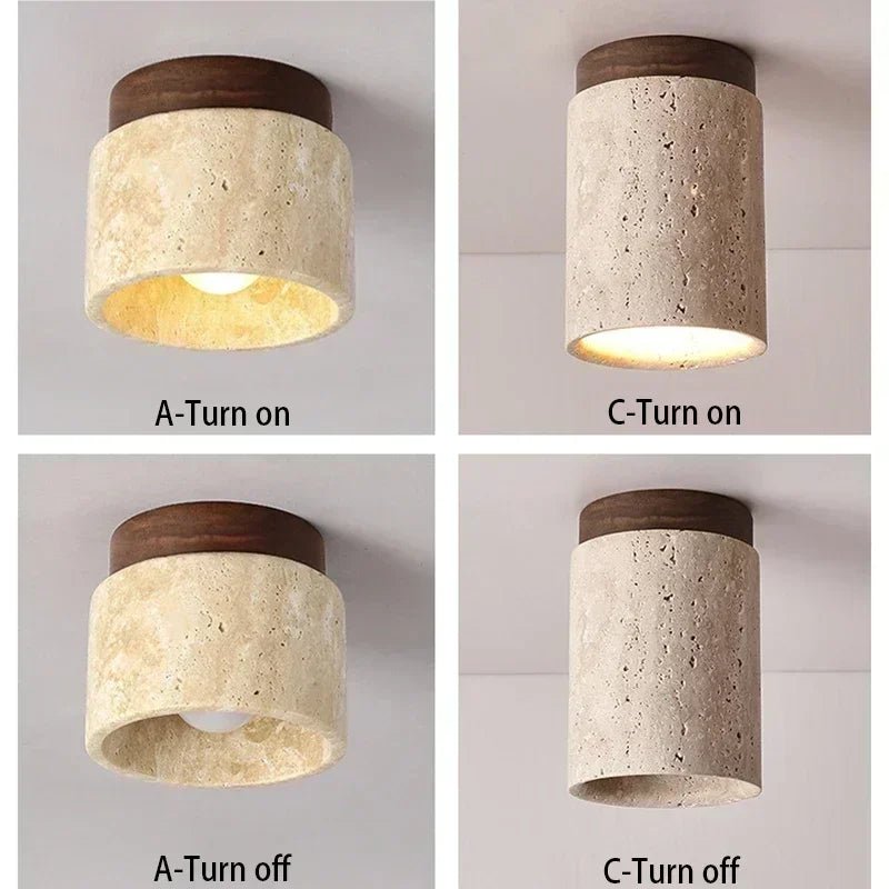 Modern Travertine Stone Pendant Light in White - Decorbites