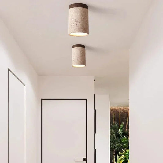 Modern Travertine Stone Pendant Light in White - Decorbites