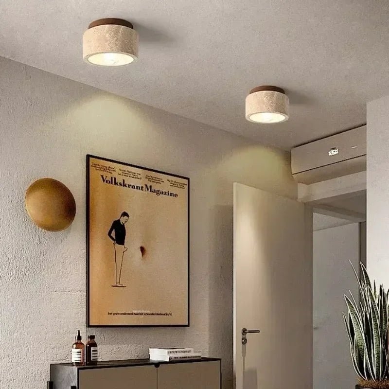 Modern Travertine Stone Pendant Light in White - Decorbites